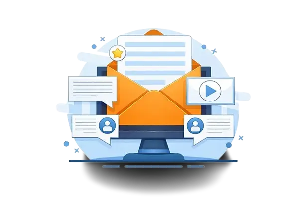 Cold email agency illustration showing email outreach, campaign management, and lead generation support instead of building an in-house team