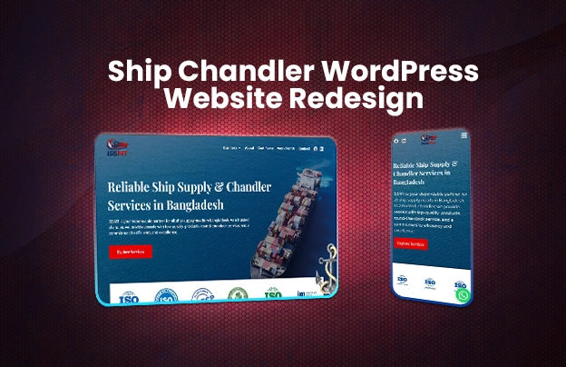 Ship chandler WordPress website redesign case study by Beyond Bracket showing ISSMT desktop and mobile views