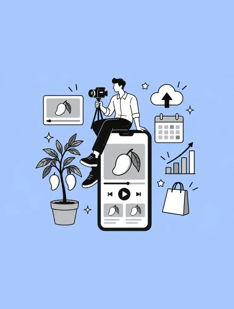 YouTube channel management case study illustration for Mango Men Bangladesh, a mango nursery channel run by Beyond Bracket